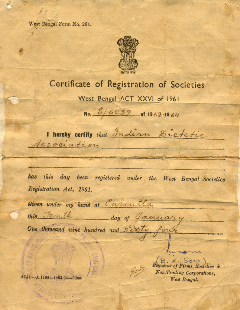 Registration Certificate - Indian Dietetic Association